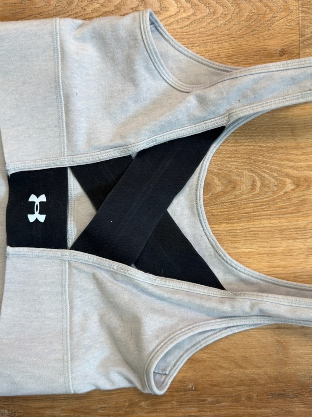 Under Armour Light Gray and Black Crisscross Sports Bra